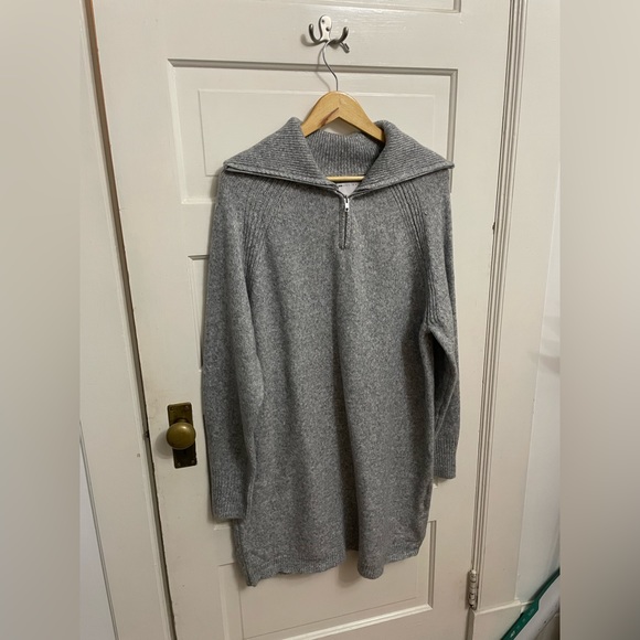 Asos design maternity knit mini dress with zip collar in heather gray - Picture 4 of 8